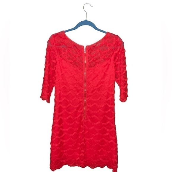 Jessica Howard Women's Lace Shift Dress - Red Lined- Size 8 - Picture 3 of 8